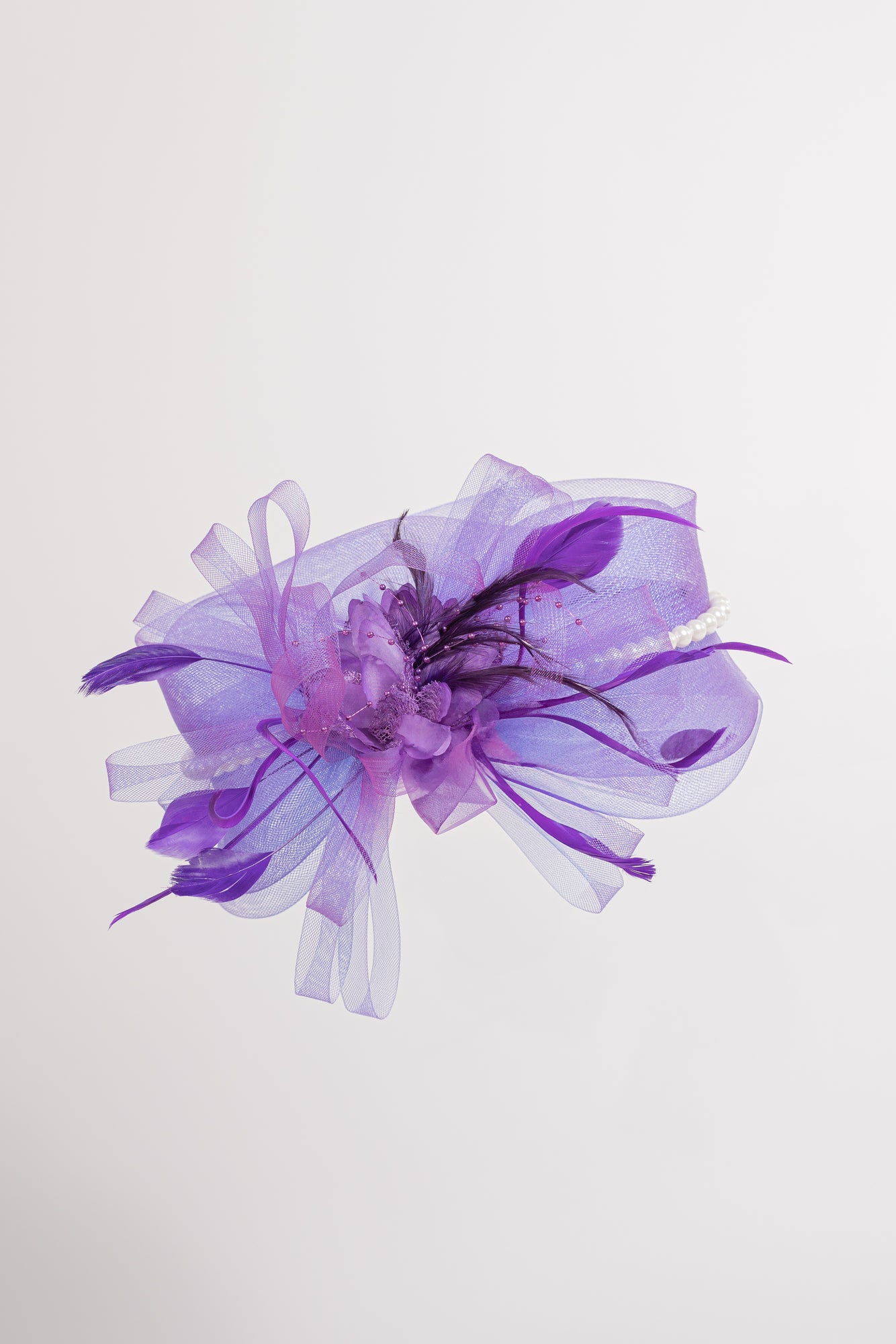 Sheer Bow Fascinator with Pearls