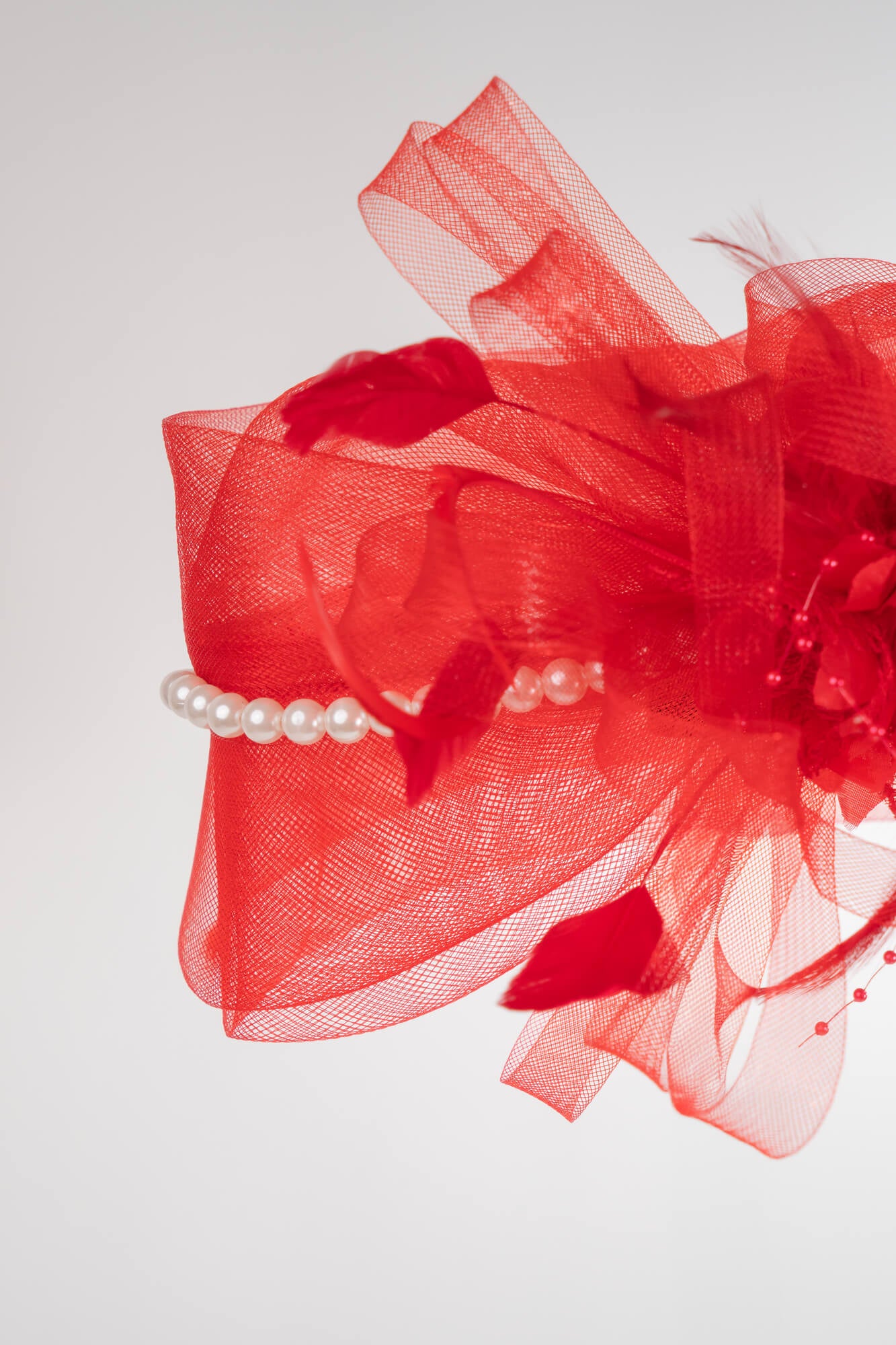 Sheer Bow Fascinator with Pearls