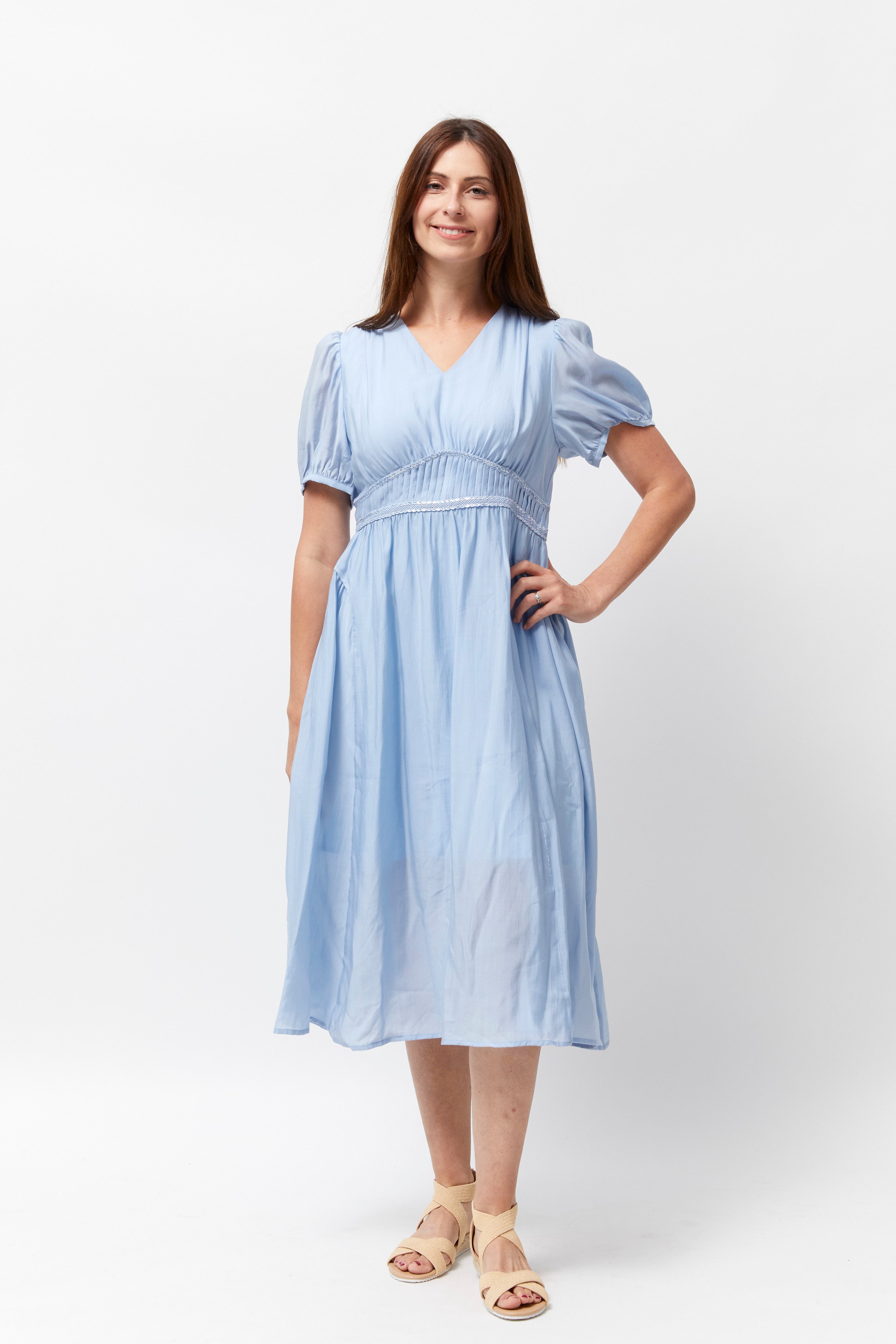 Women's Empire Pleats Dress (Koolkutela Blue)