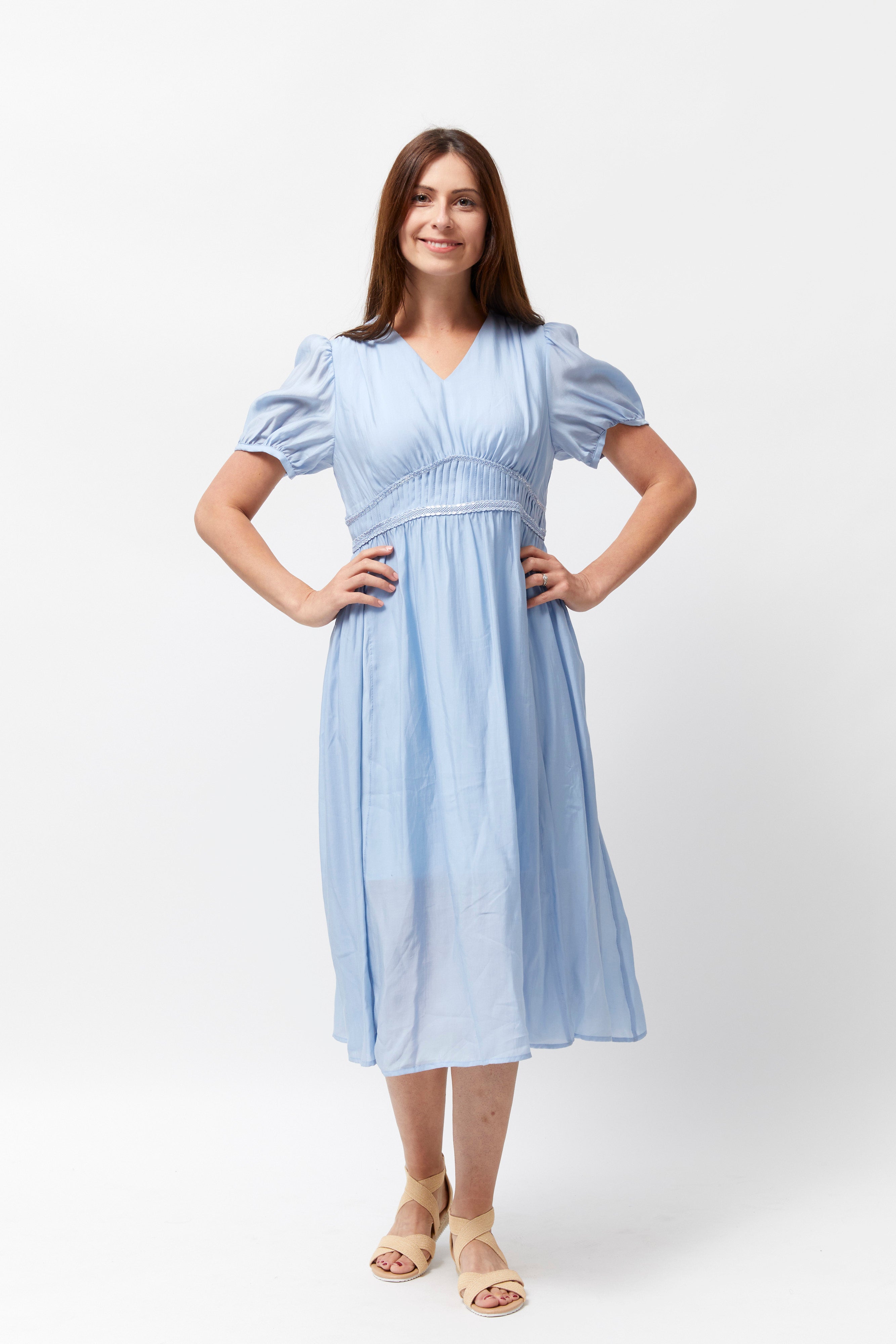 Women's Empire Pleats Dress (Koolkutela Blue)