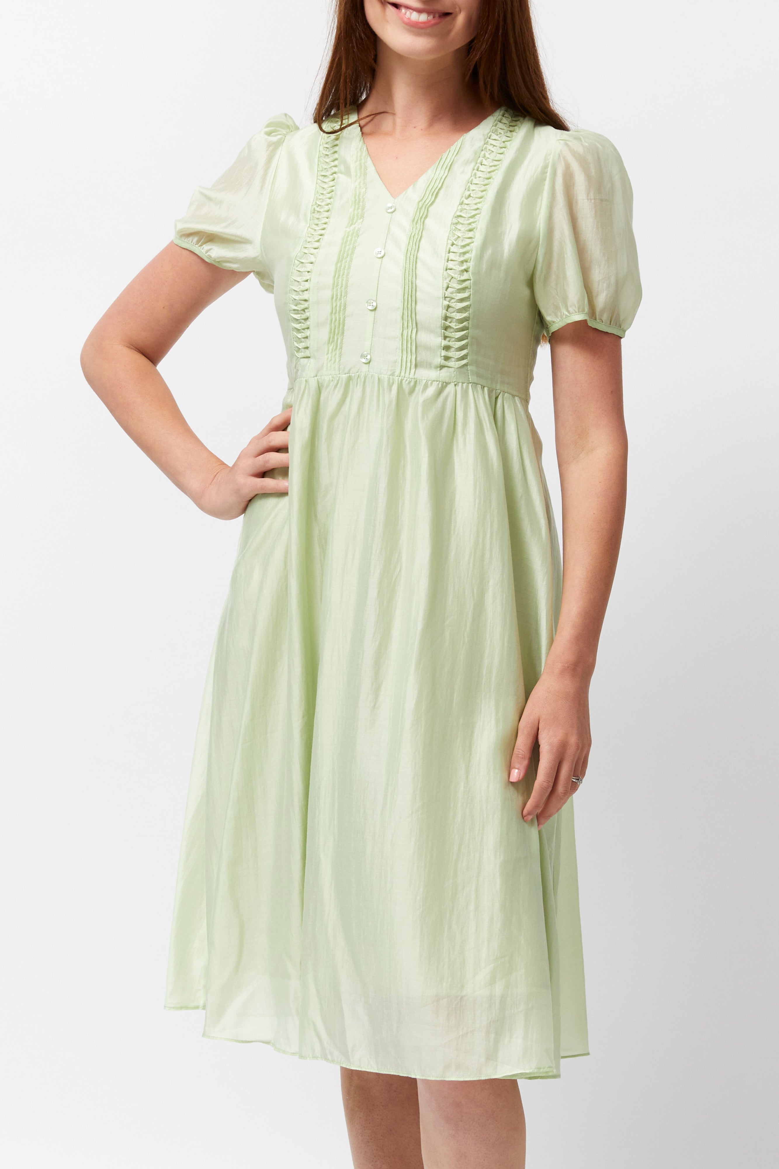 Women's Pin Tuck Dress (Mint Green)
