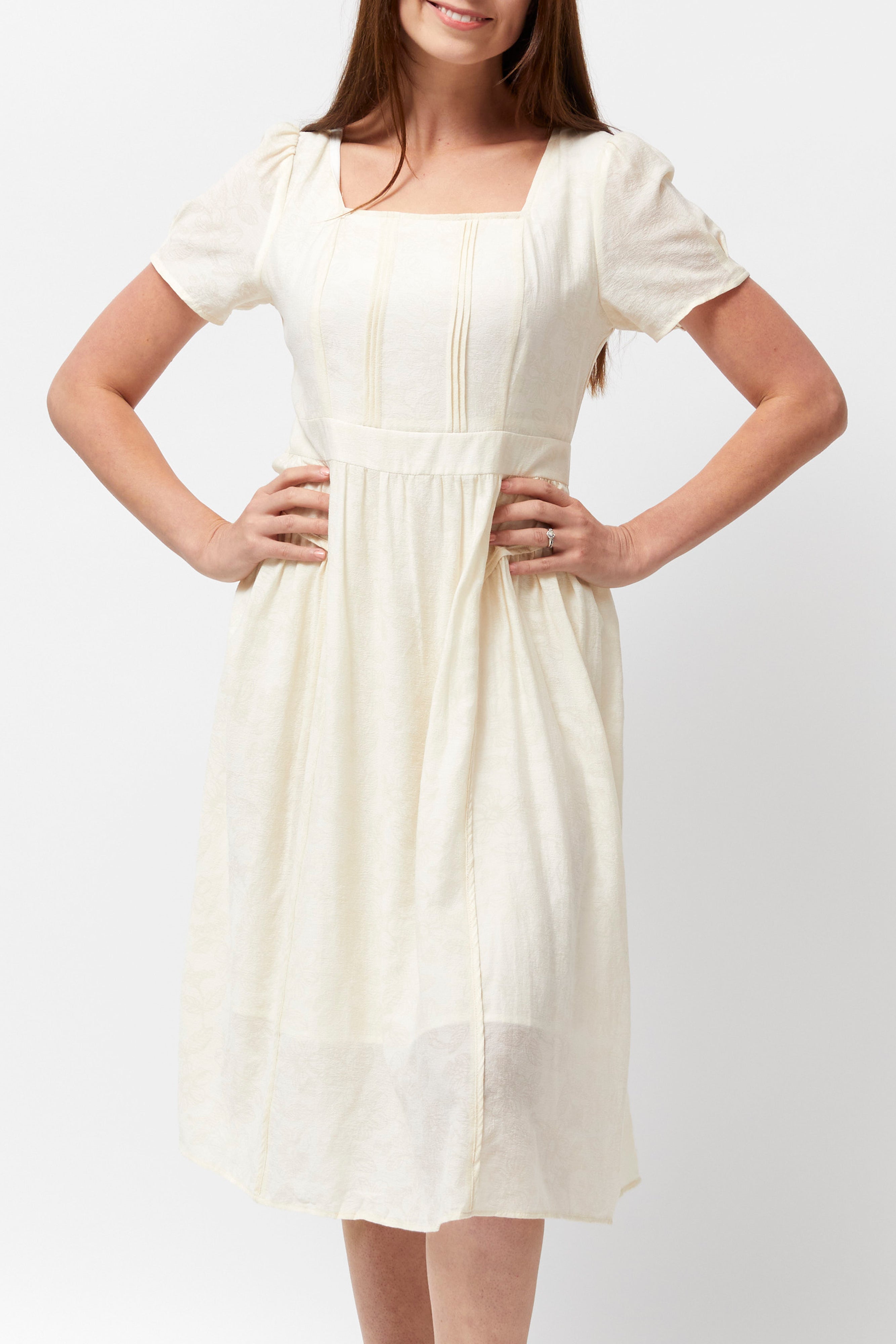 Women's Tonal Floral Dress (Cream)