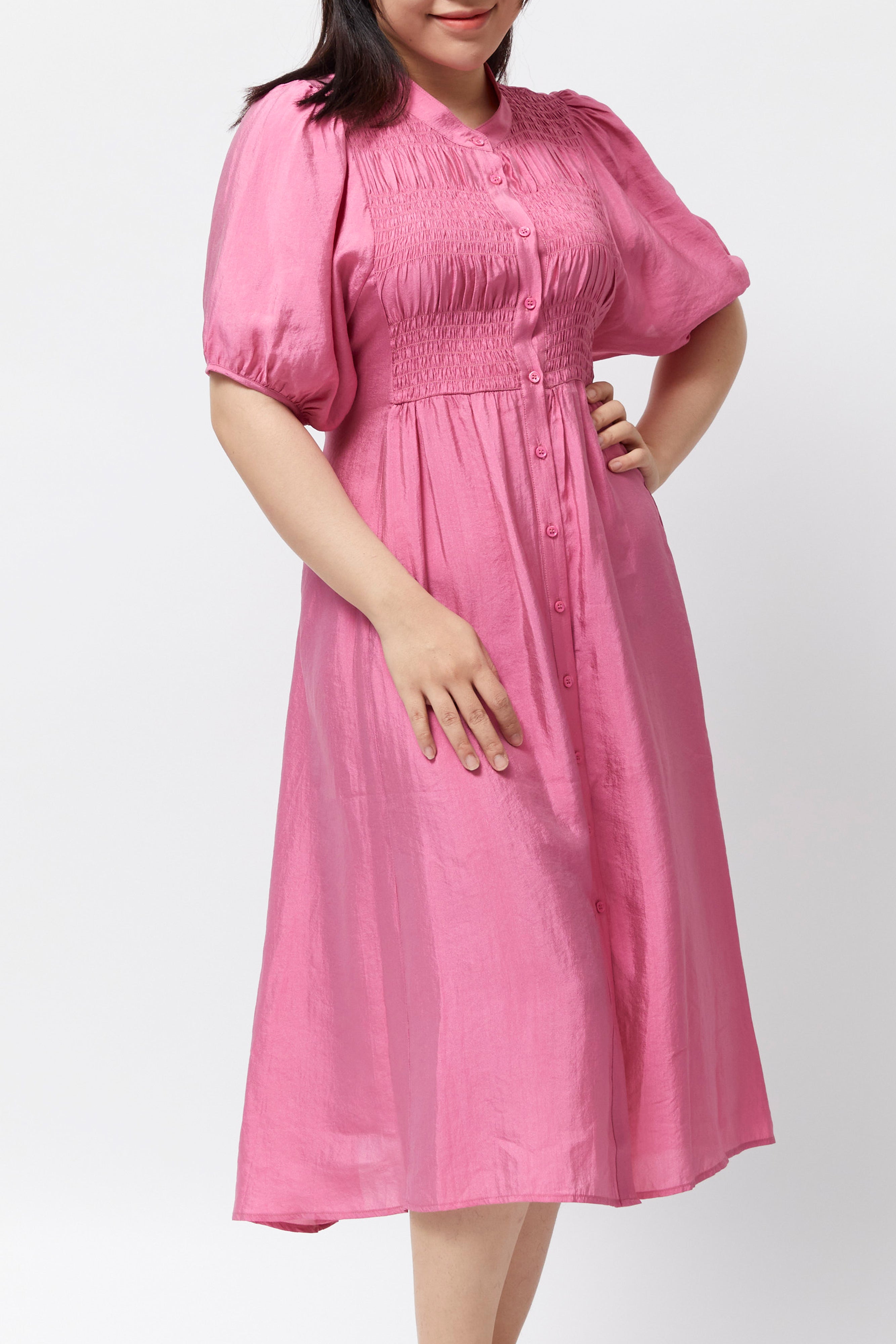 Women's Smocking Dress (Hot Pink)