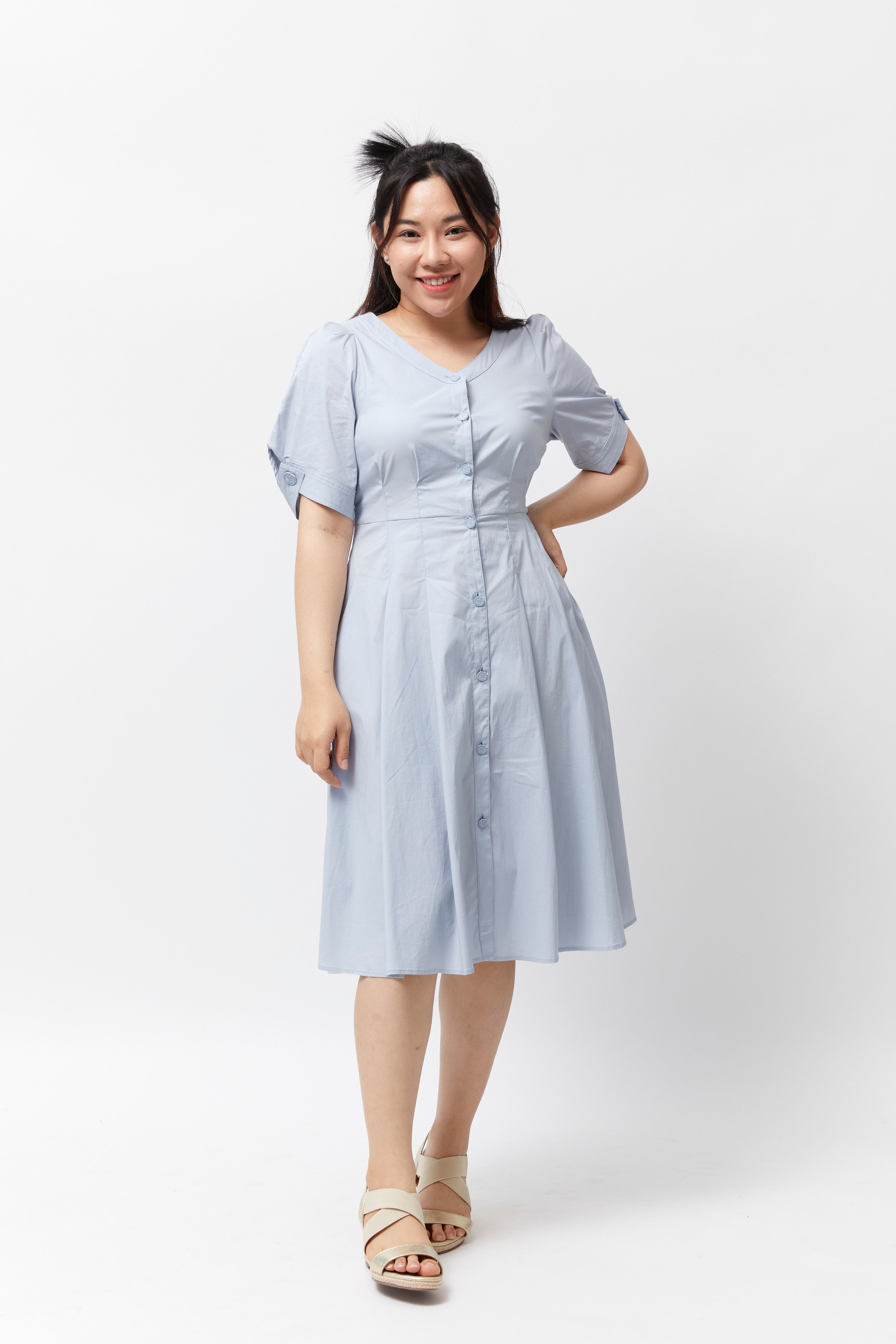 Women's Scoop Neck Dress (Powder Blue)