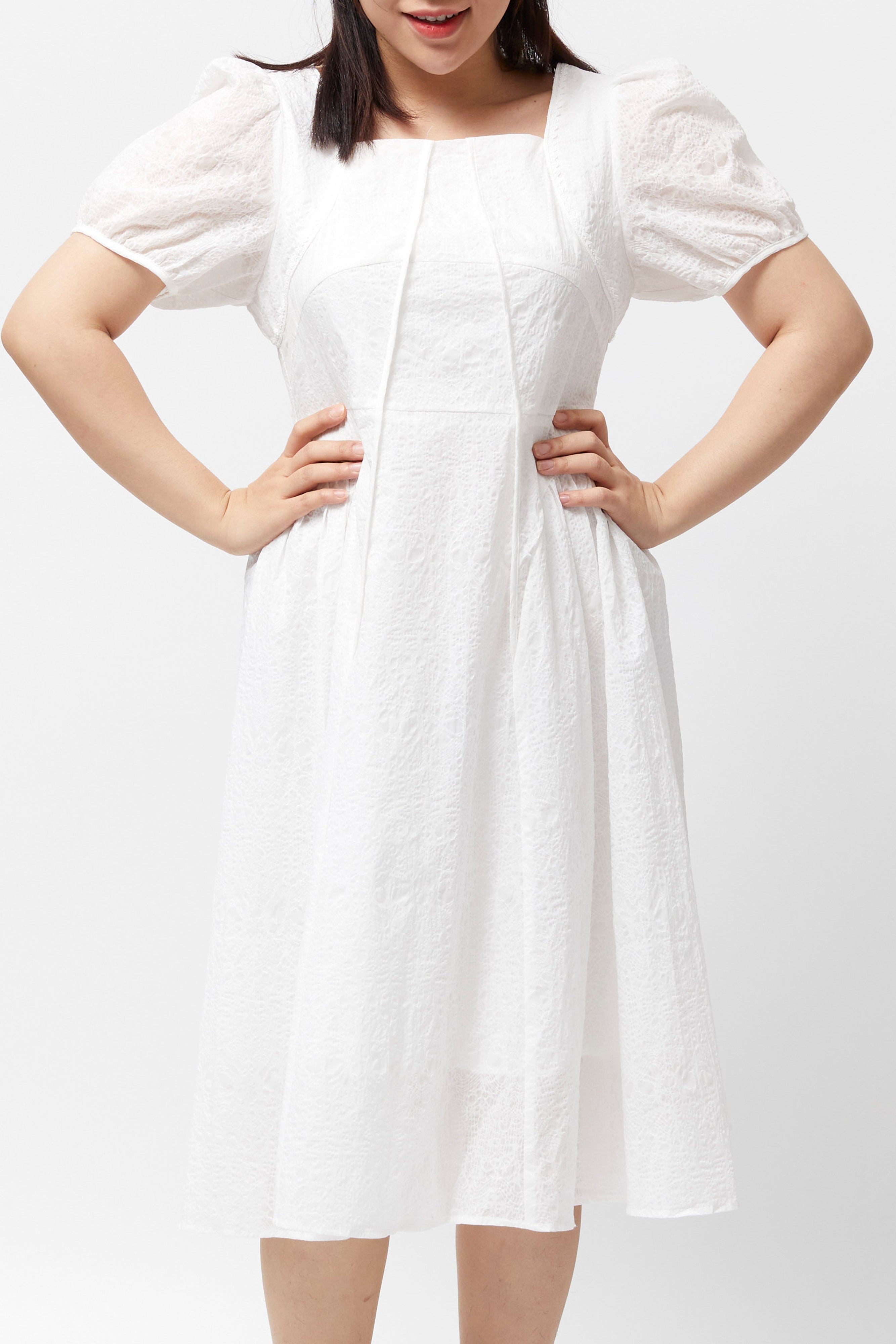 Women's 3D Floral Dress (White)