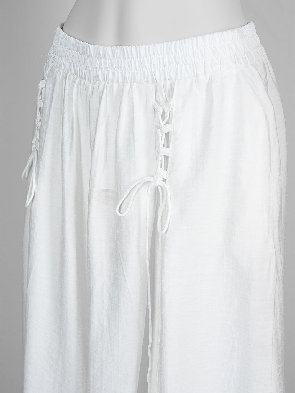 Front Lace-Up Wide-Leg Pants