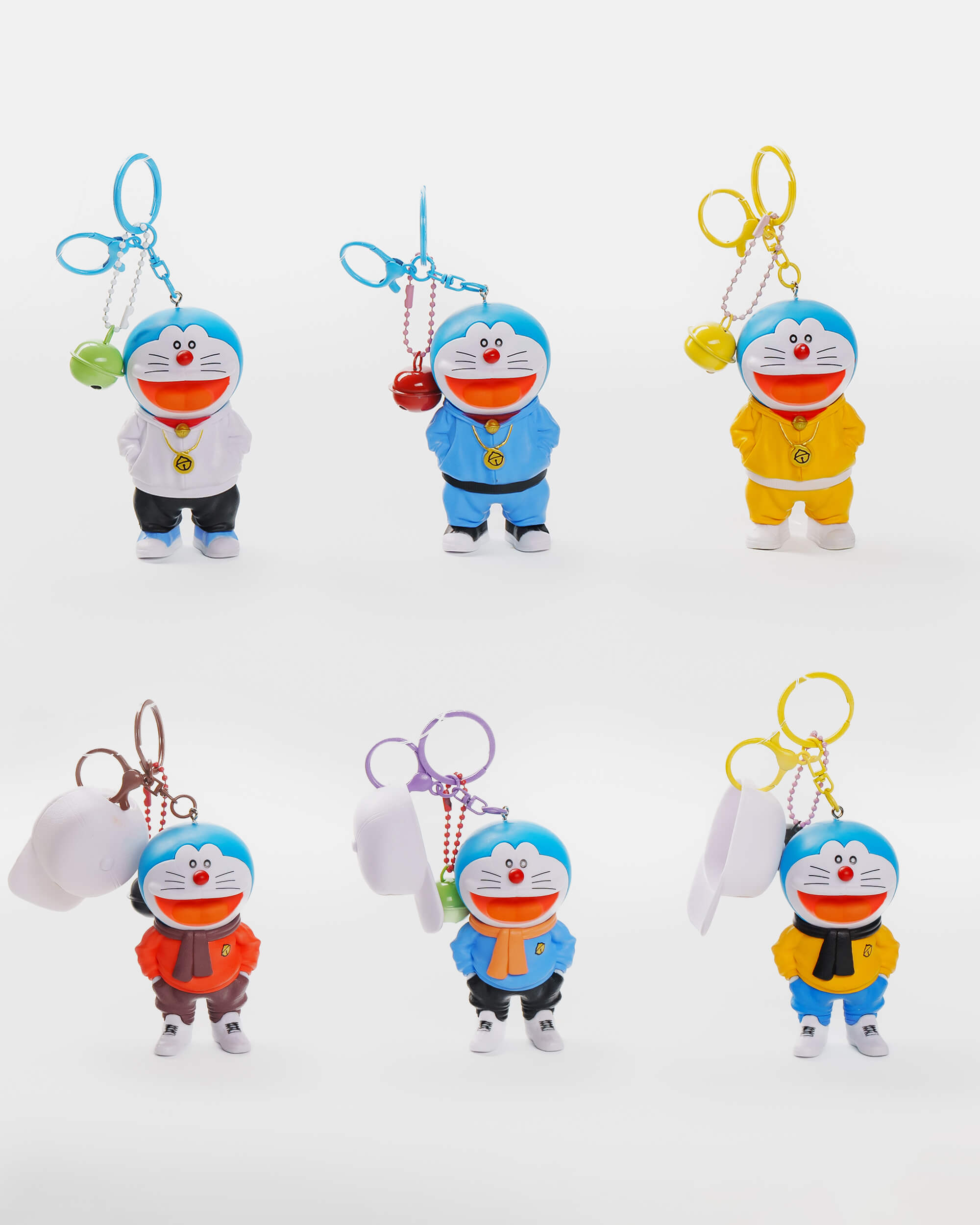 Doraemon Hoodie Keychain Set (6 pcs)