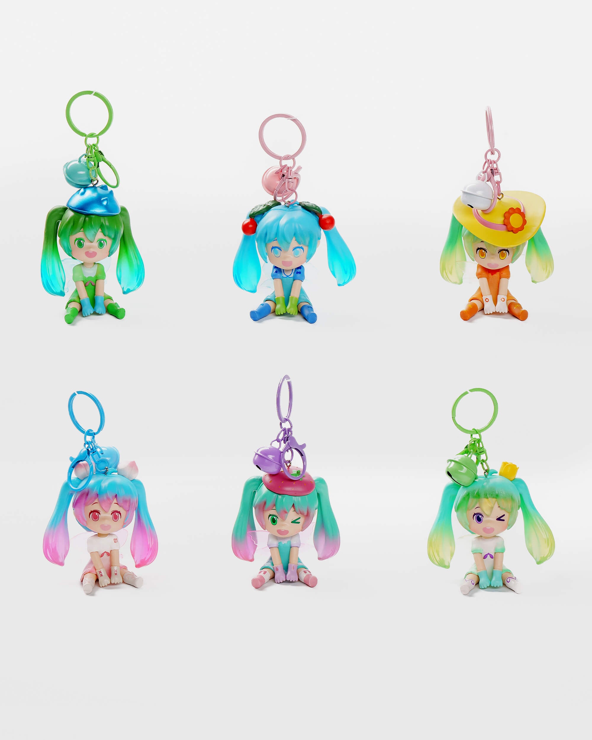 Chibi Pastel Girl Keychain Set (6 pcs)