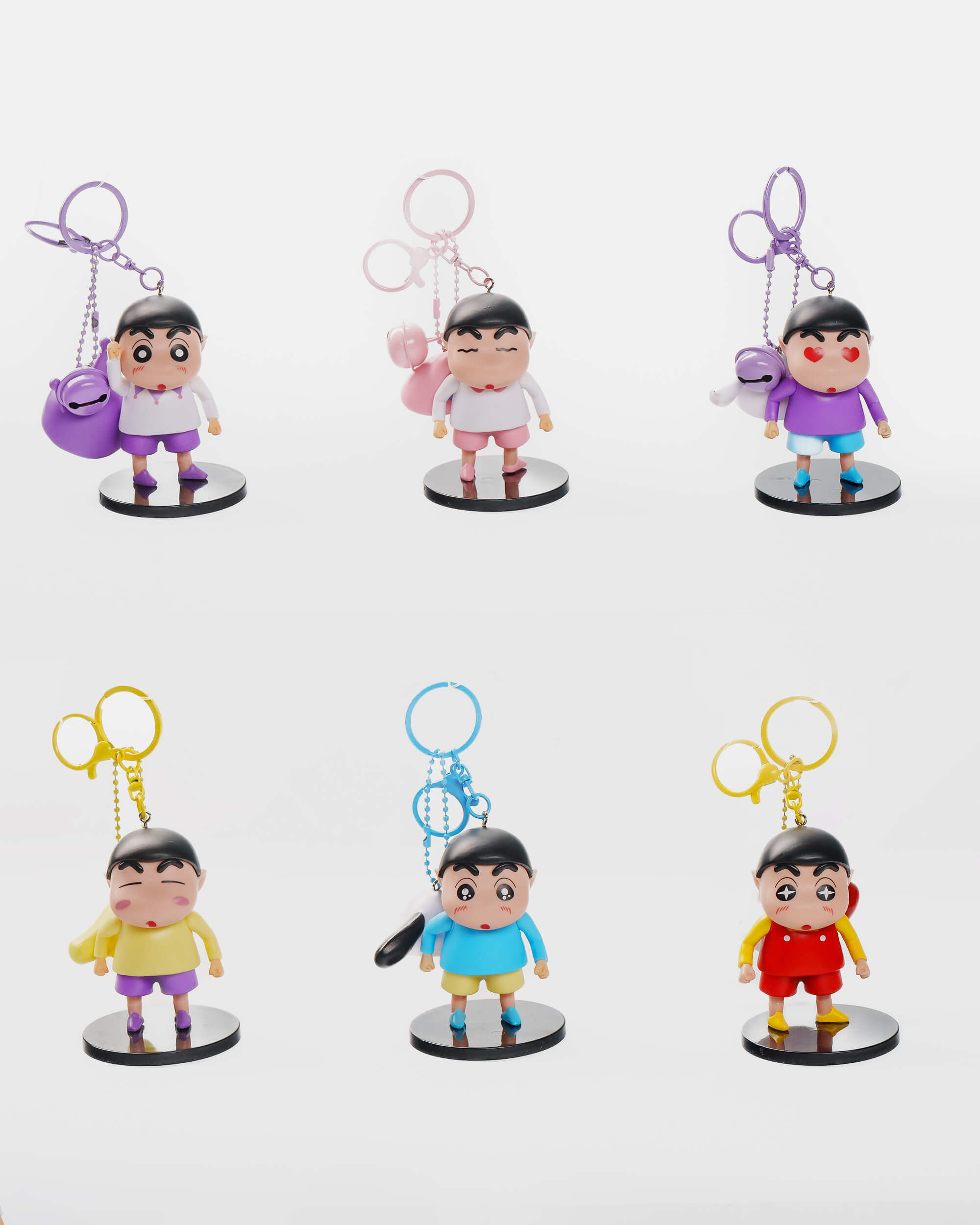 Shinchan Daily Outfit with Hat Keychain Set (6 pcs)