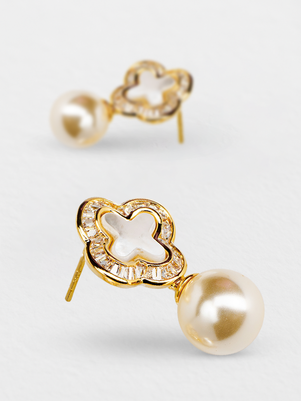 Petal Pearl Drop Gold Tone Studs