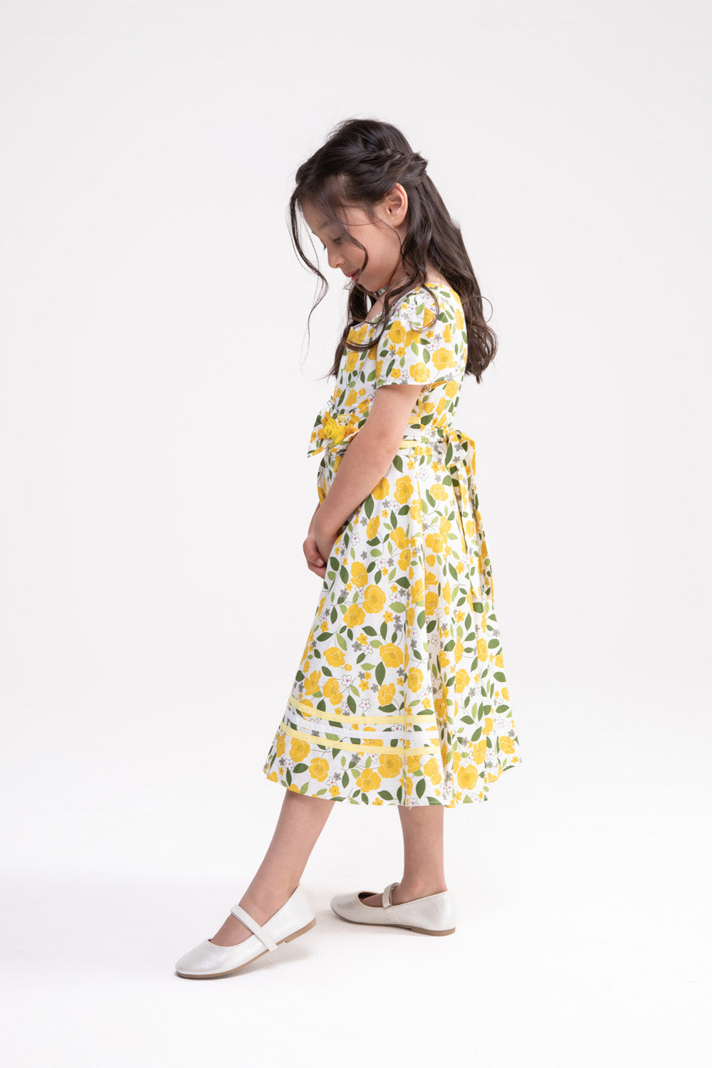 Yellow Floral Print Dress
