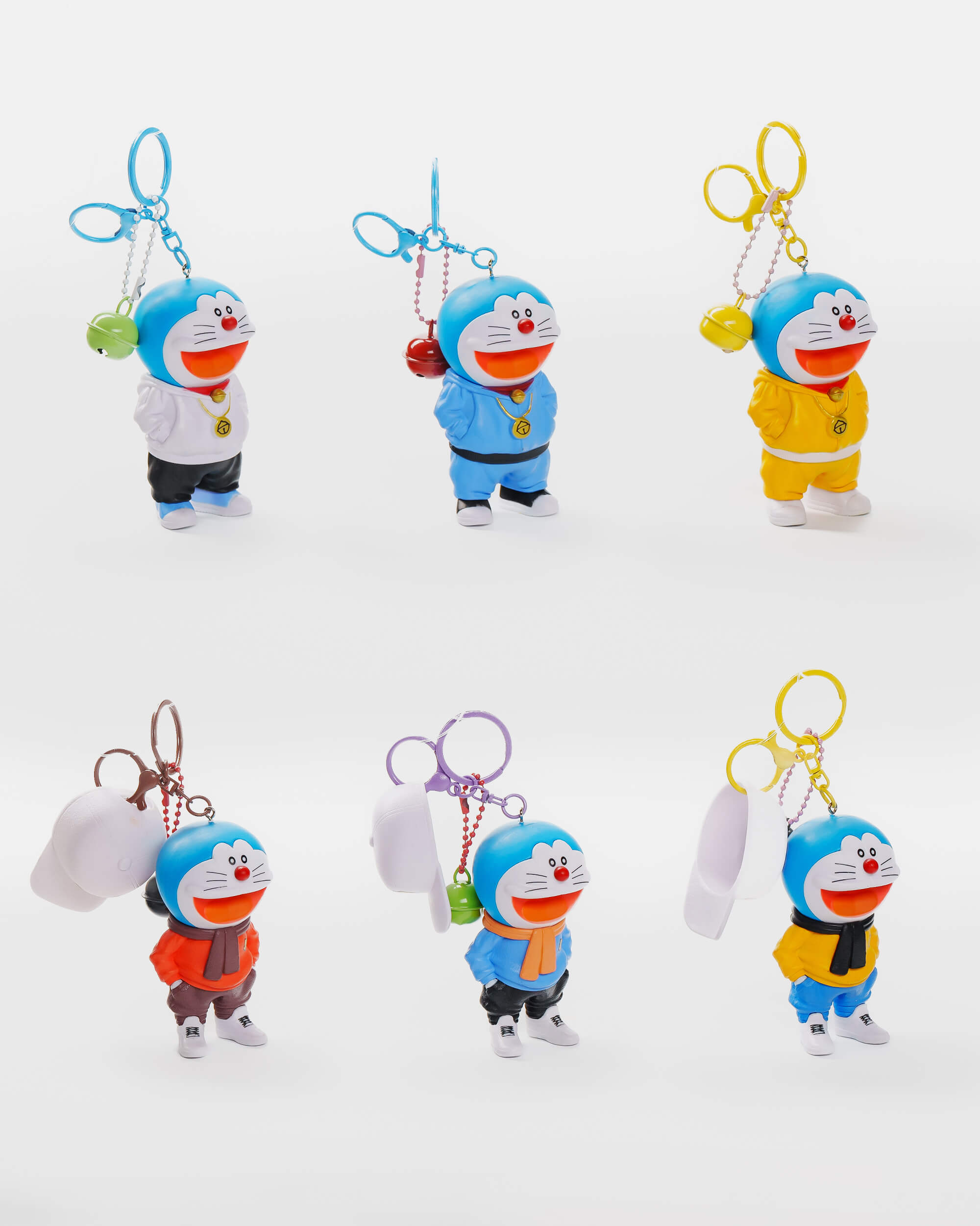 Doraemon Hoodie Keychain Set (6 pcs)