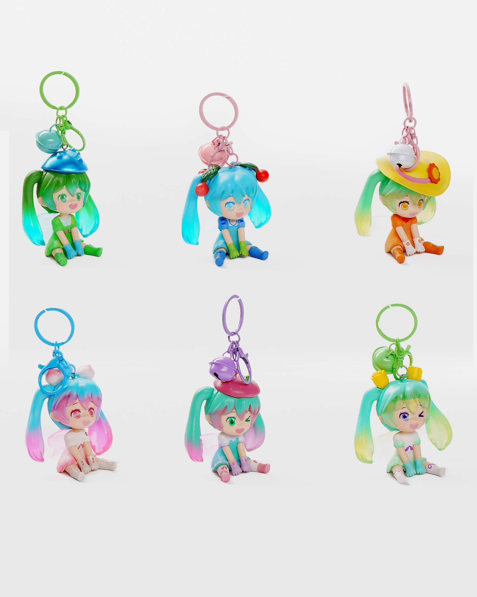 Chibi Pastel Girl Keychain Set (6 pcs)