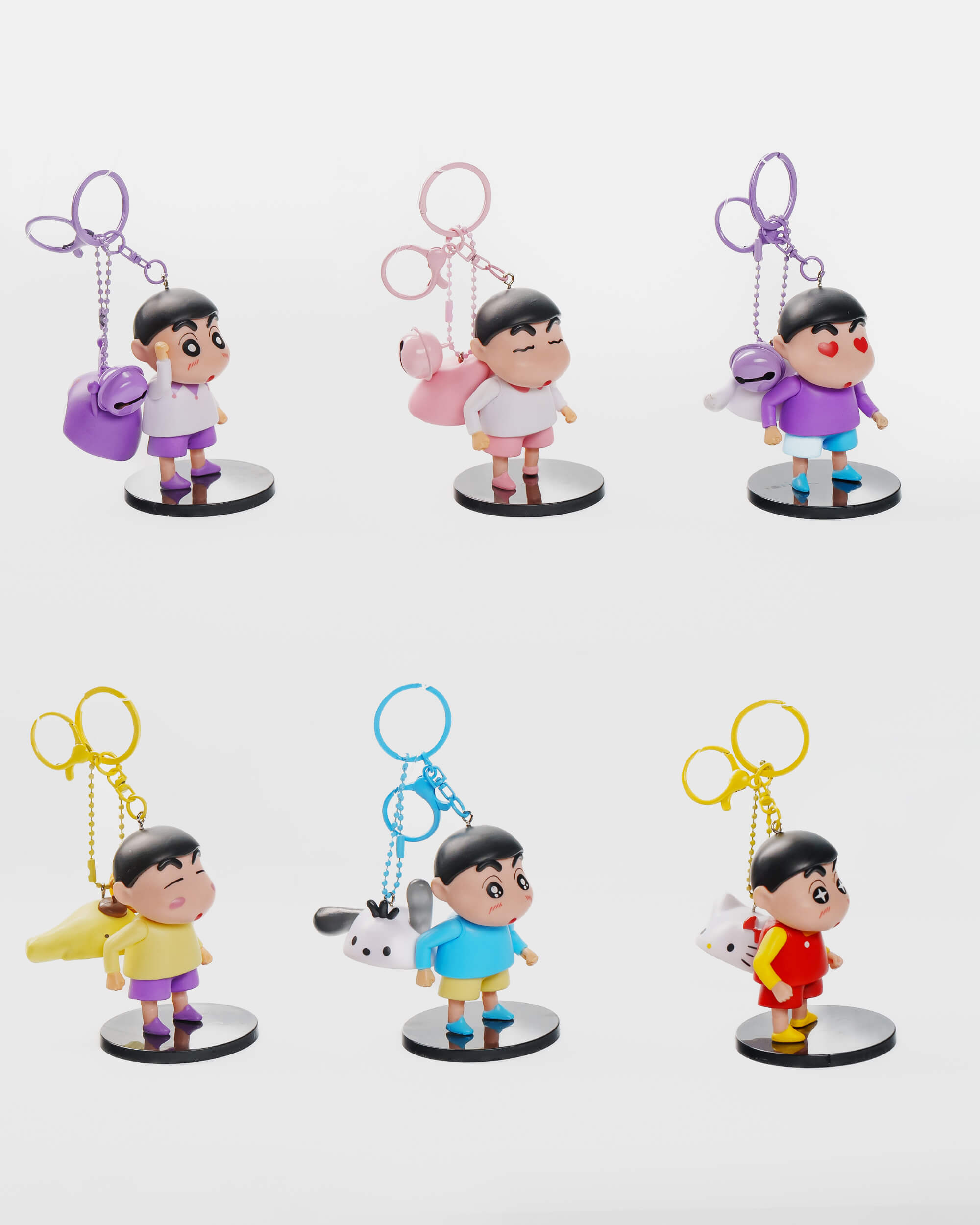 Shinchan Daily Outfit with Hat Keychain Set (6 pcs)