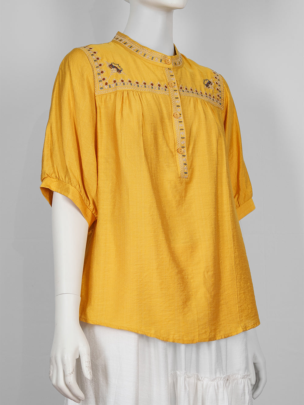 Heritage Yoke Embroidered Blouse