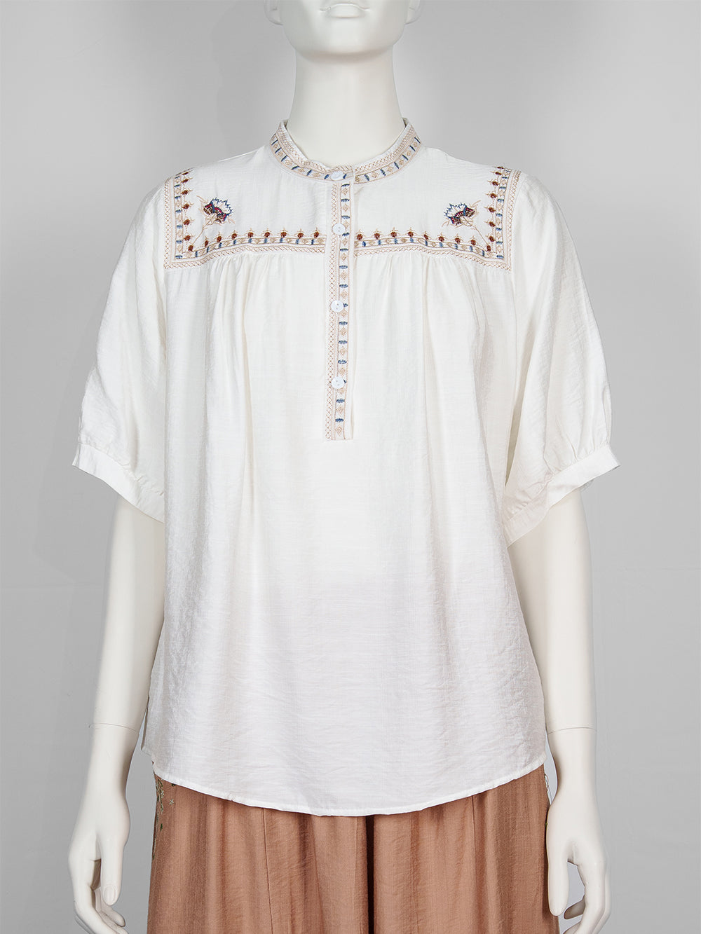 Heritage Yoke Embroidered Blouse