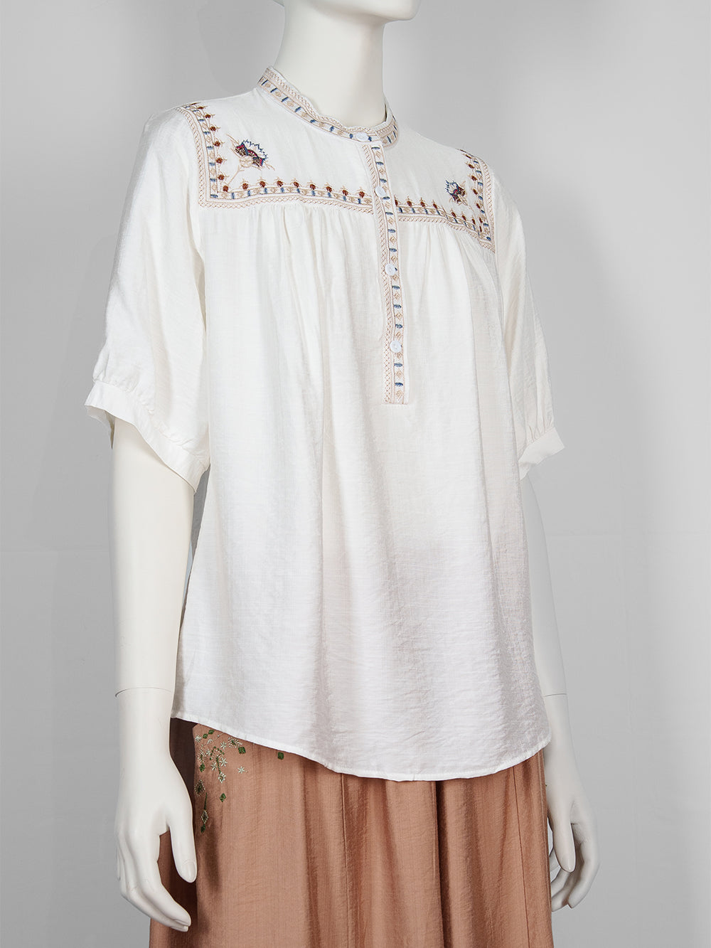Heritage Yoke Embroidered Blouse