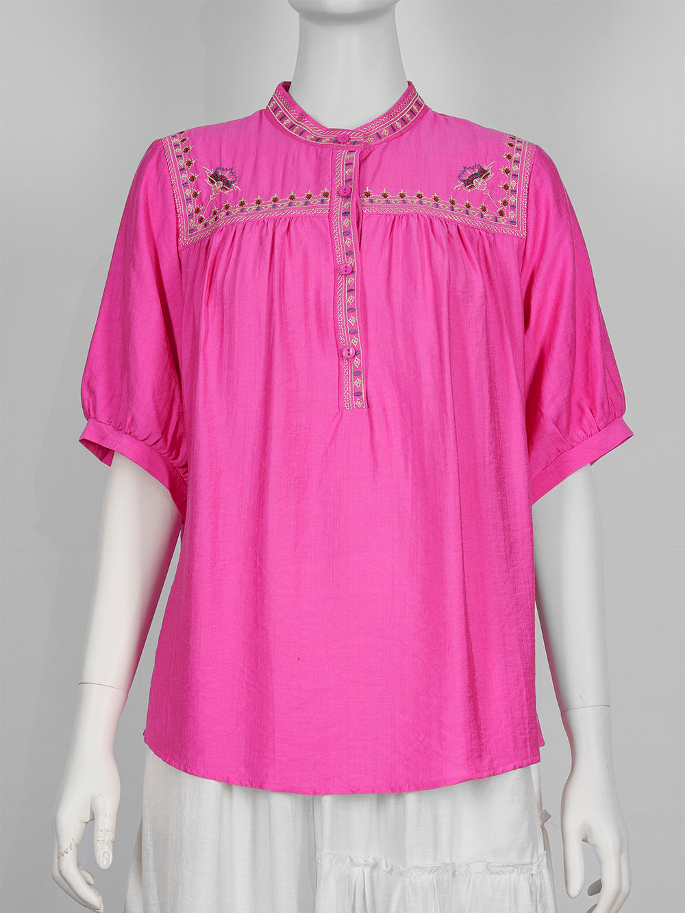 Heritage Yoke Embroidered Blouse