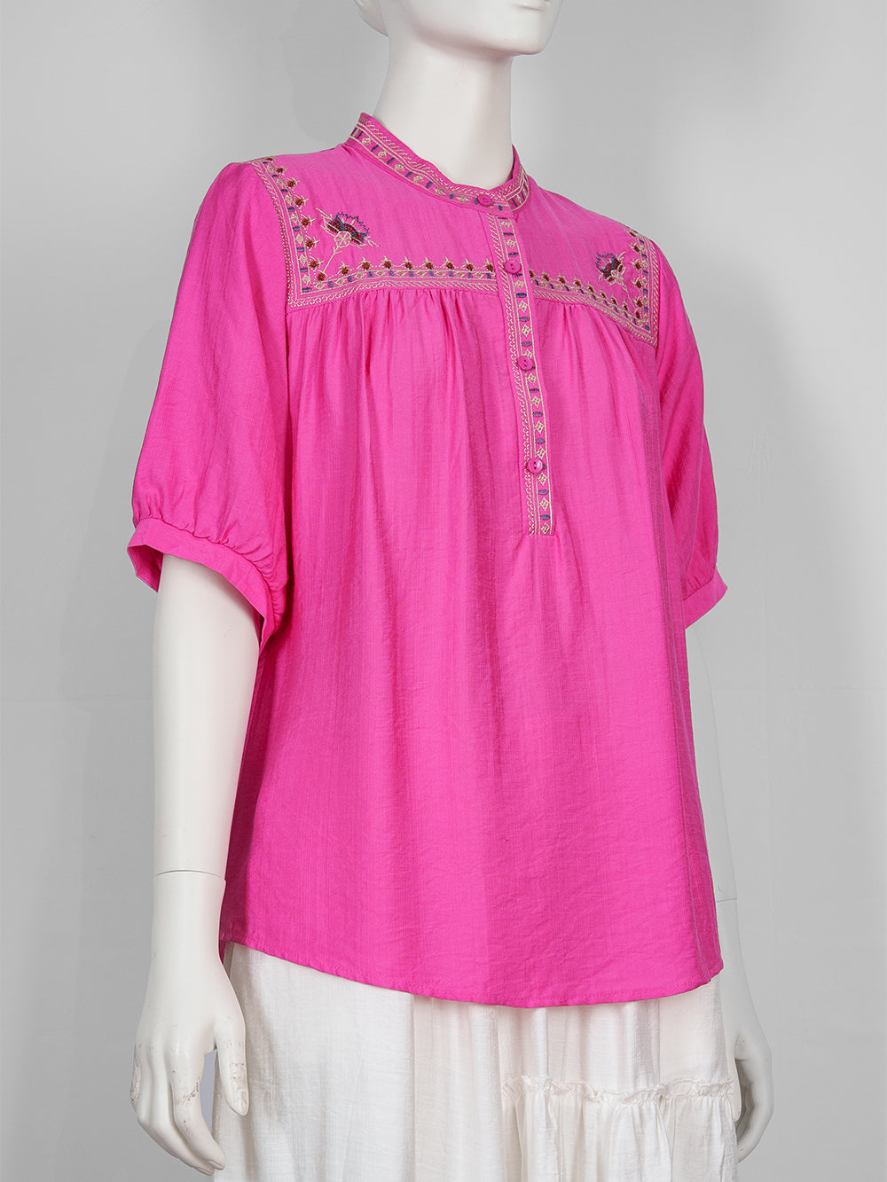 Heritage Yoke Embroidered Blouse