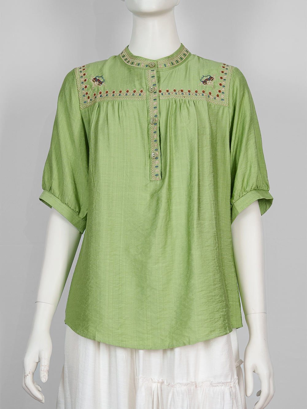 Heritage Yoke Embroidered Blouse
