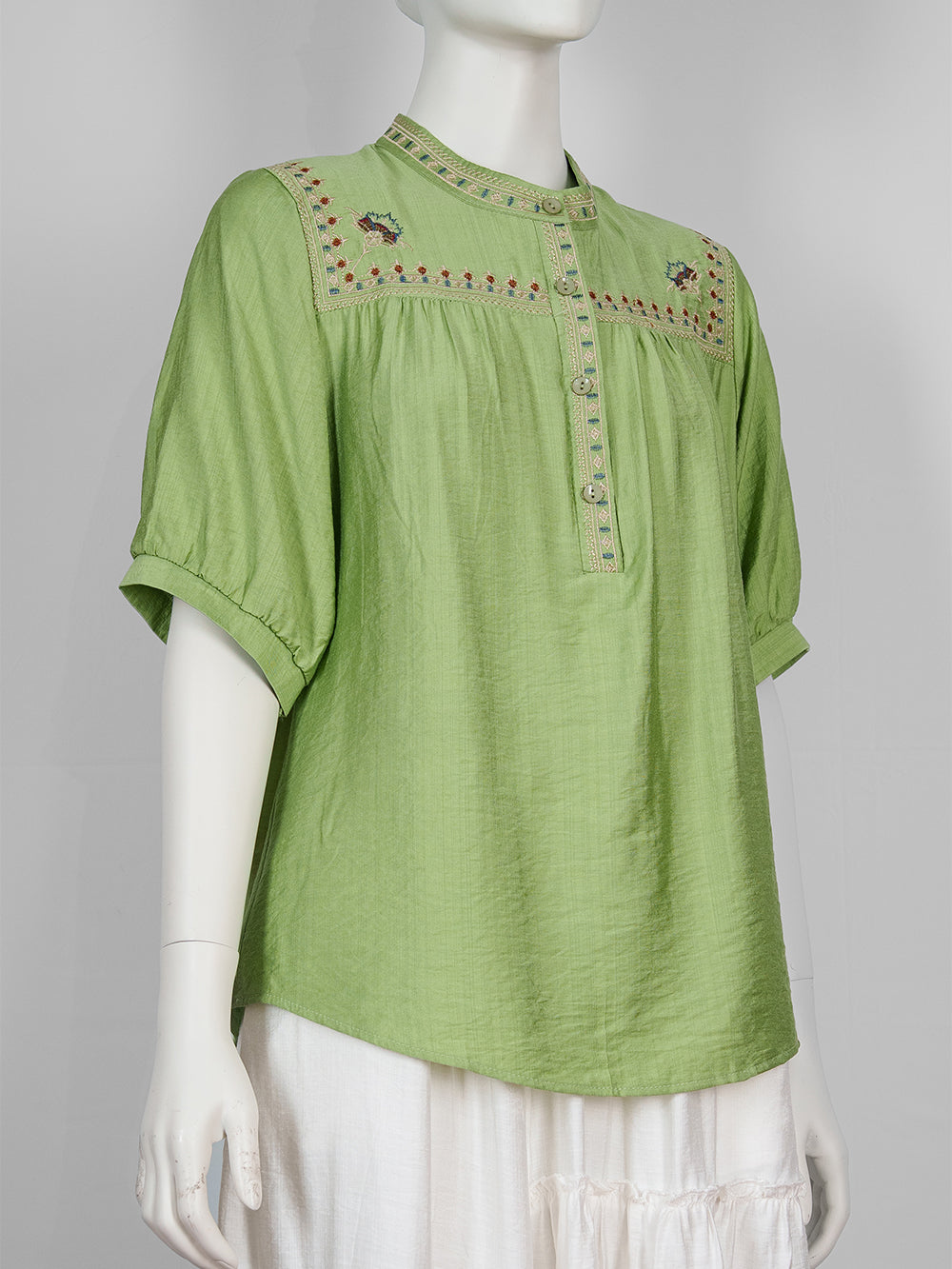 Heritage Yoke Embroidered Blouse