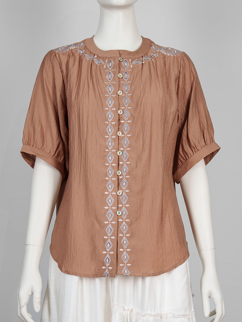Geo Line Embroidered Blouse