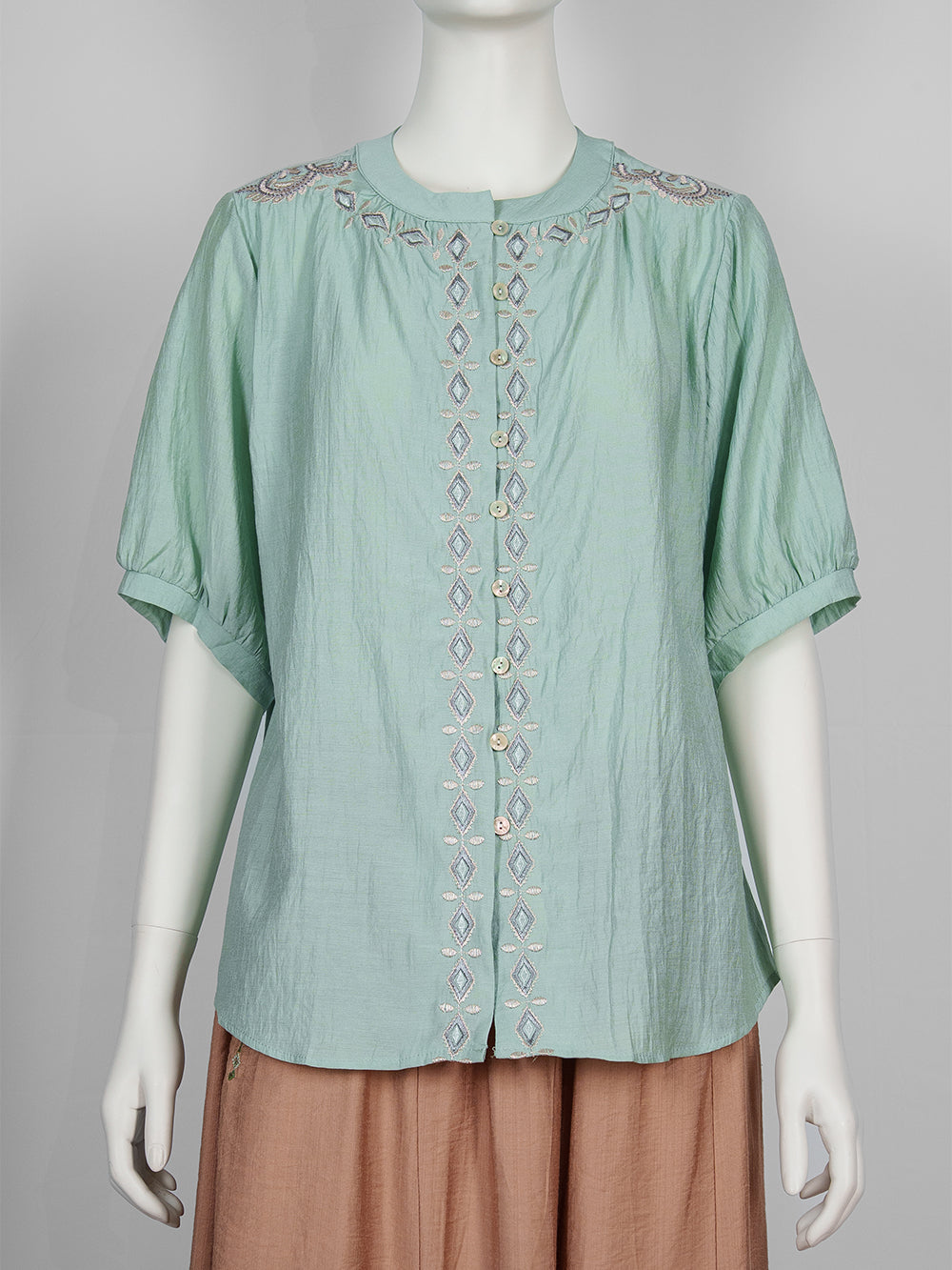 Geo Line Embroidered Blouse