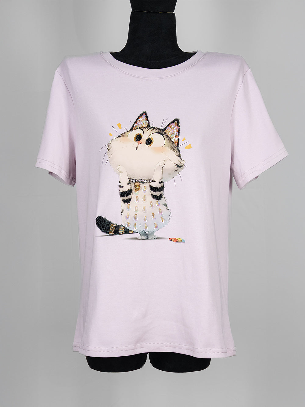 Beaded Cat Charm Tee