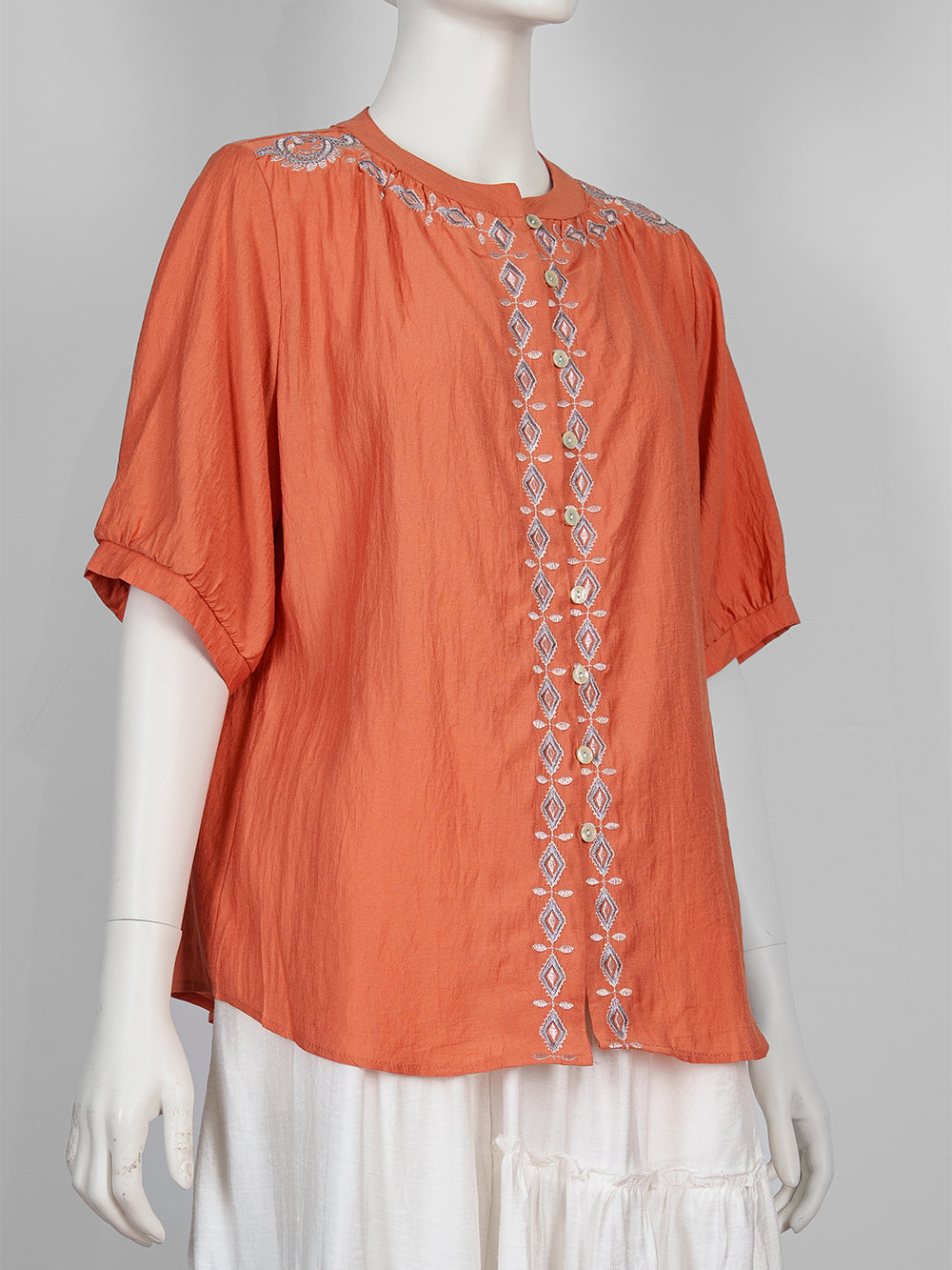 Geo Line Embroidered Blouse