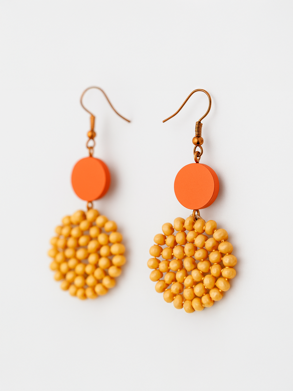 Beaded Double Circle Dangle Earrings