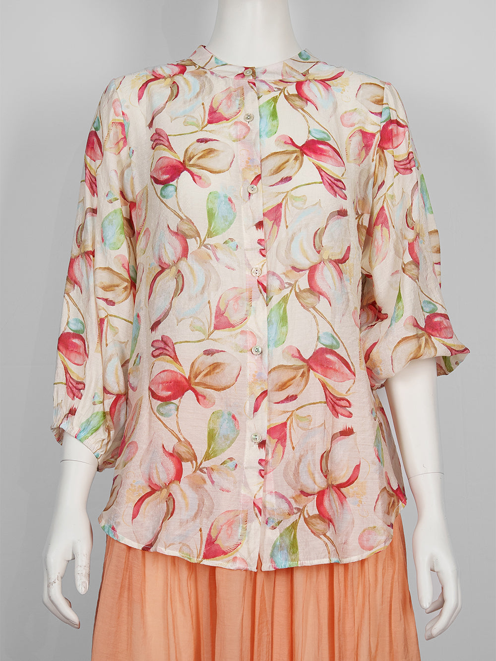Painterly Print Button Blouse