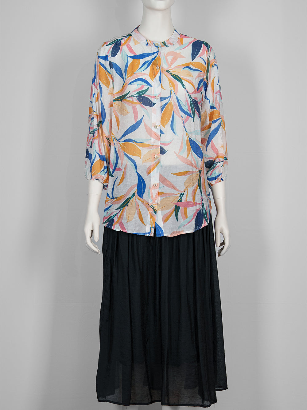 Painterly Print Button Blouse