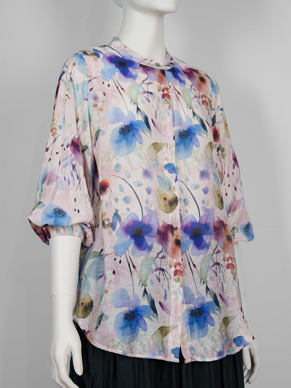 Painterly Print Button Blouse