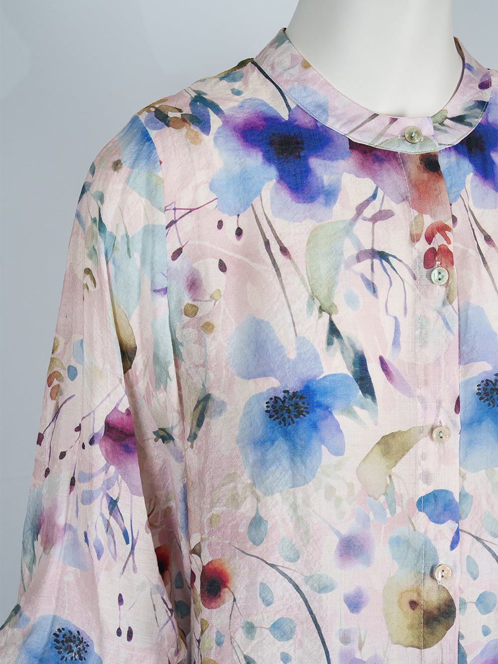 Painterly Print Button Blouse