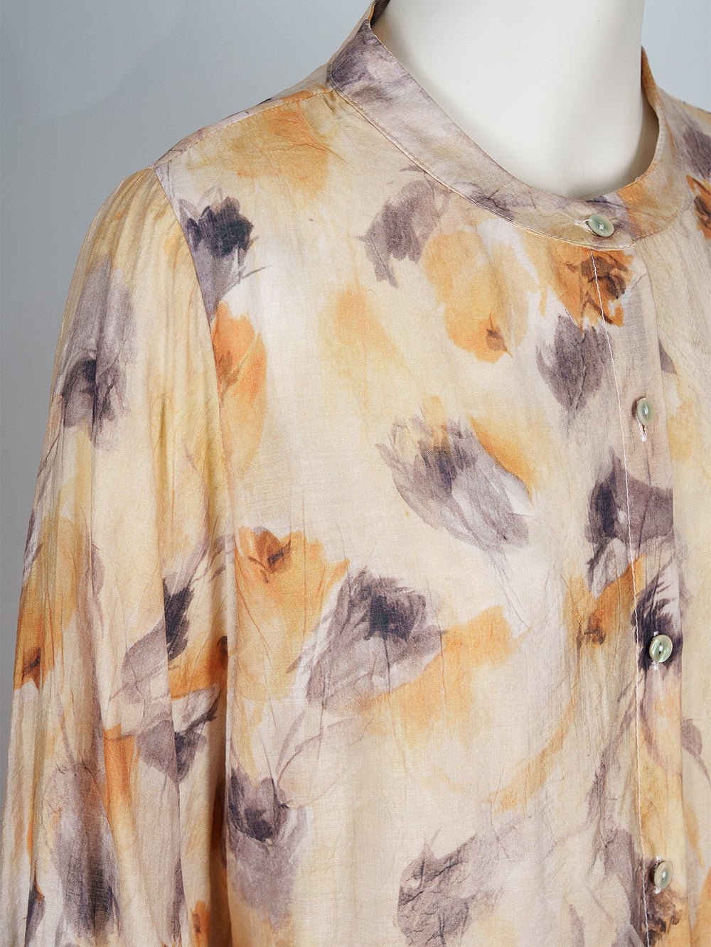 Painterly Print Button Blouse