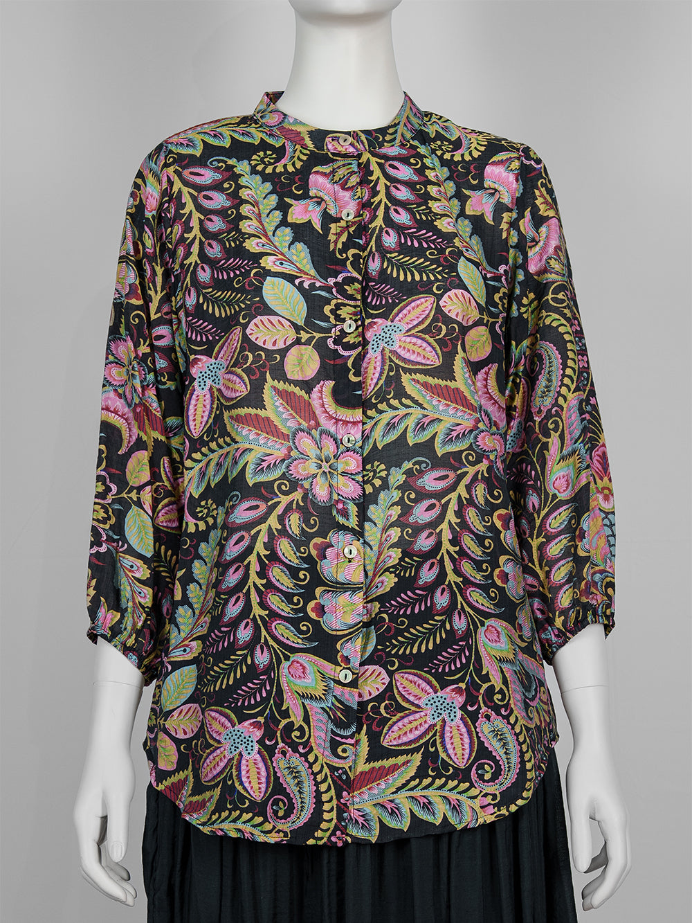 Painterly Print Button Blouse