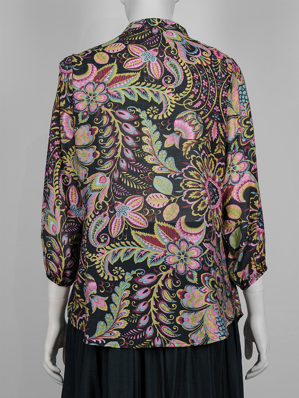 Painterly Print Button Blouse
