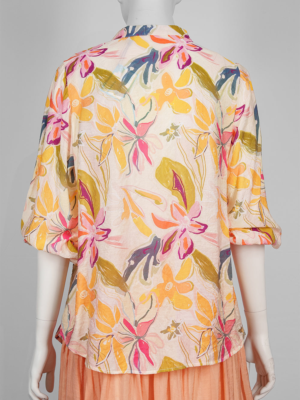 Painterly Print Button Blouse