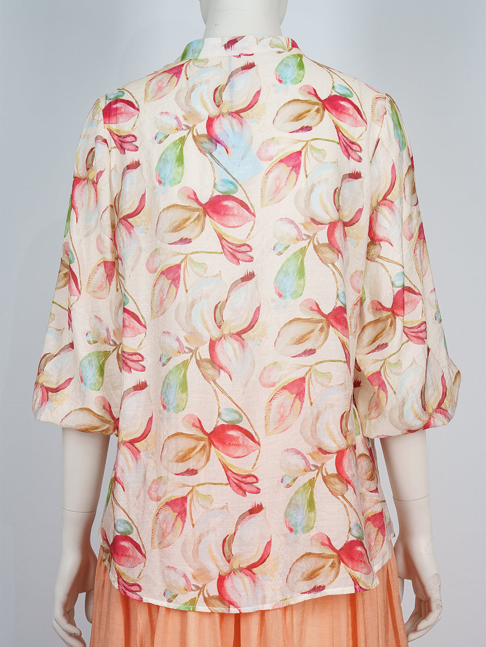 Painterly Print Button Blouse