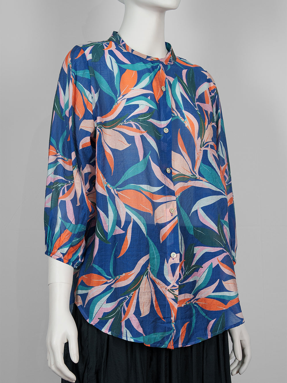 Painterly Print Button Blouse