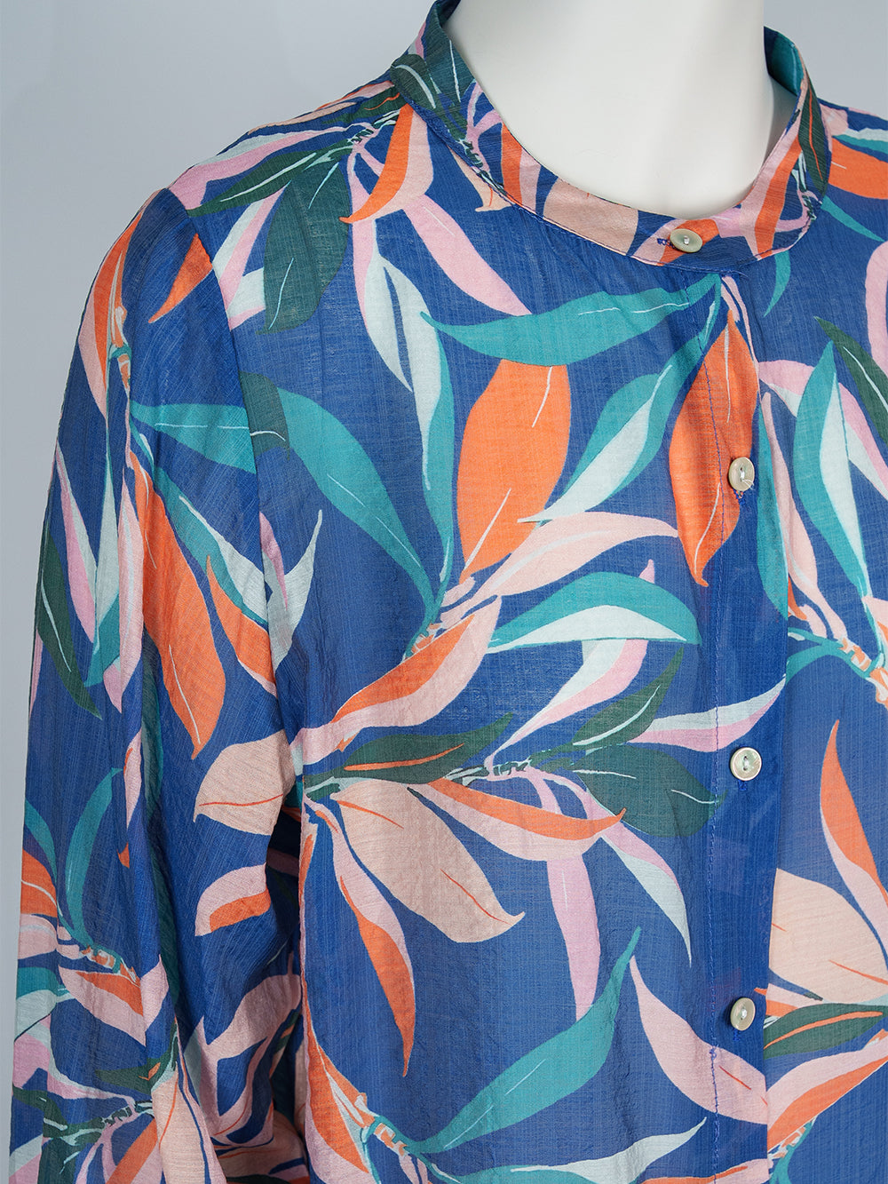 Painterly Print Button Blouse