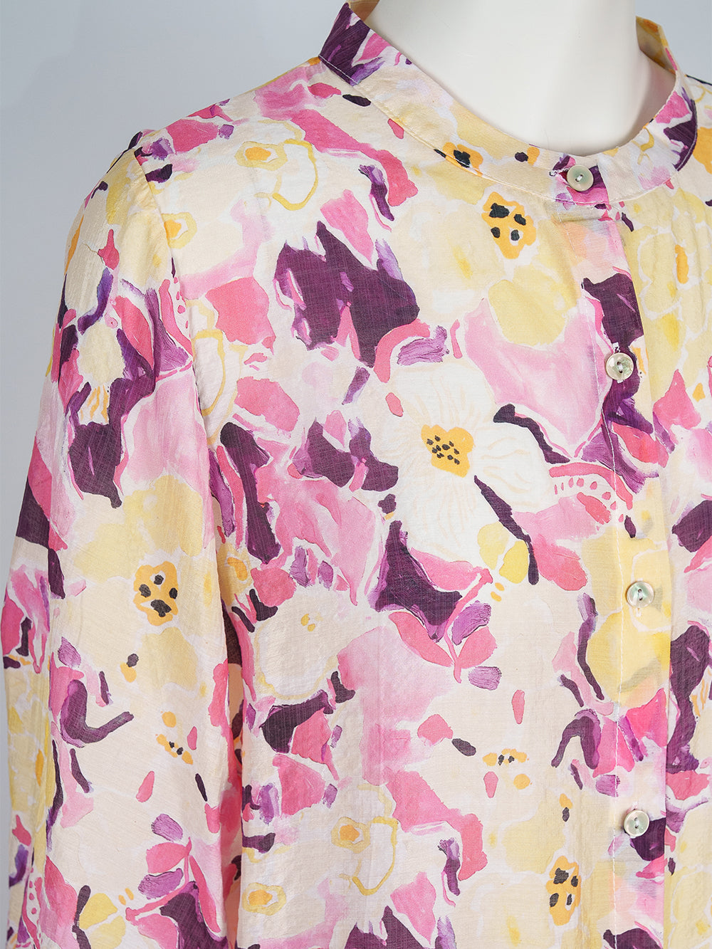 Painterly Print Button Blouse