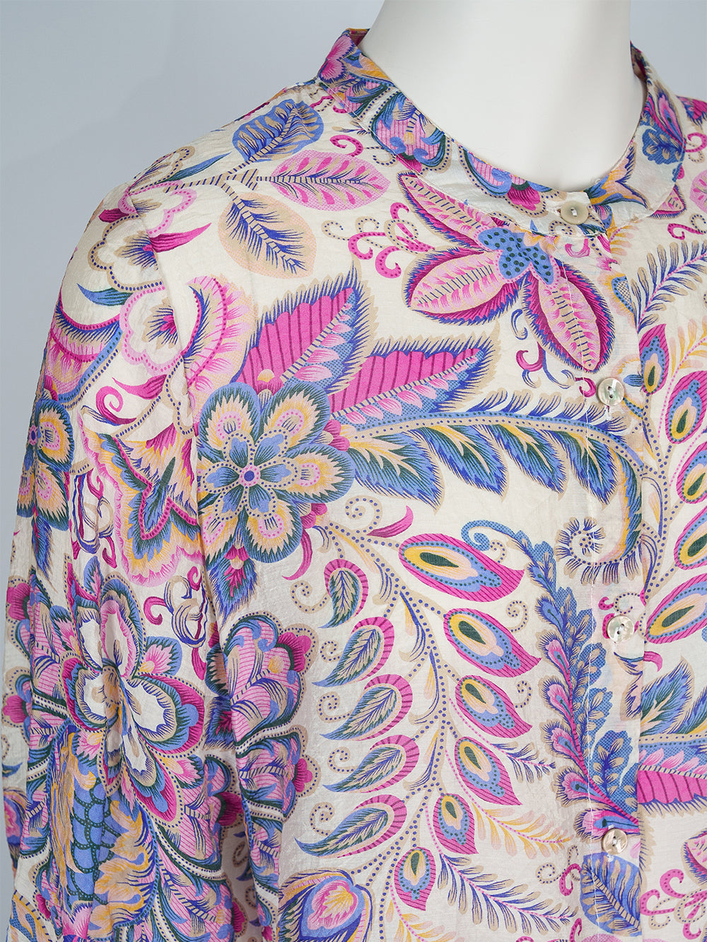 Painterly Print Button Blouse