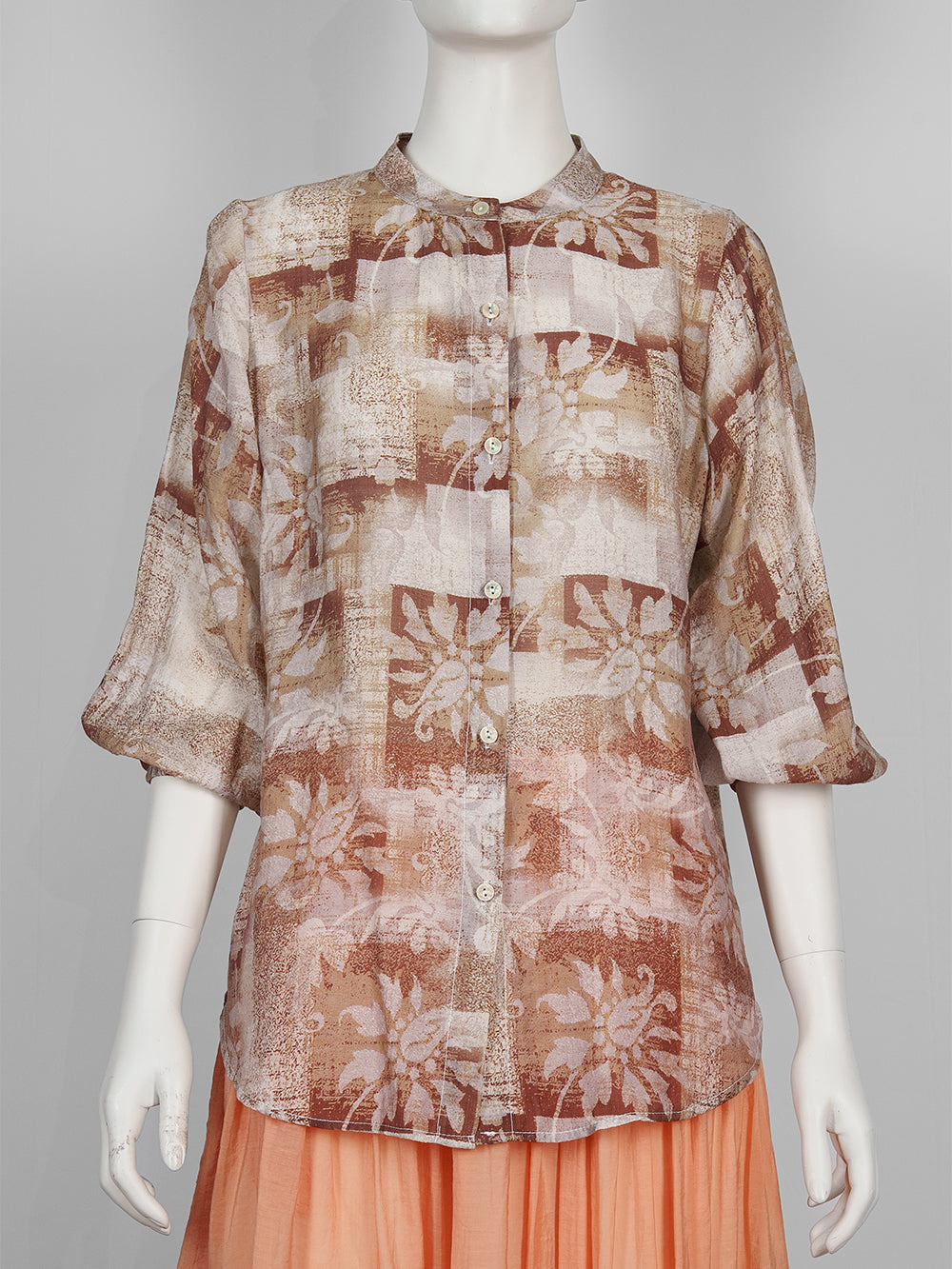 Painterly Print Button Blouse