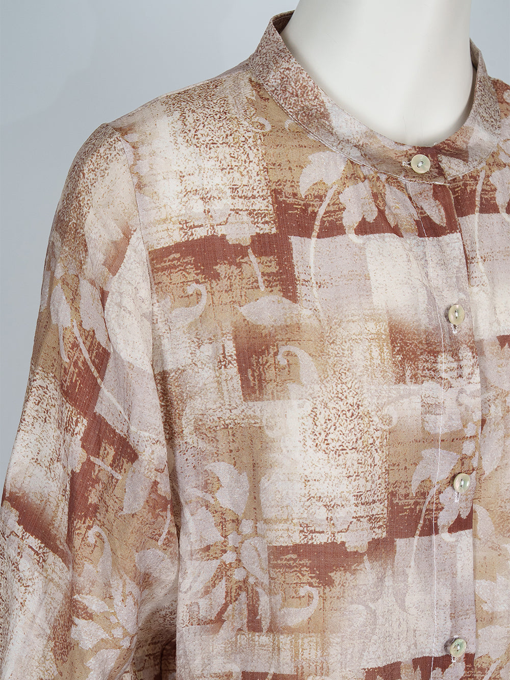 Painterly Print Button Blouse