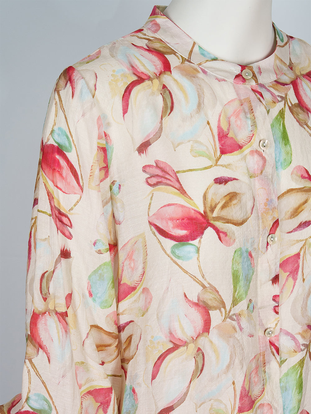 Painterly Print Button Blouse