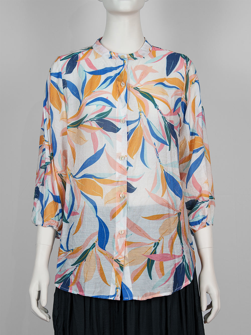 Painterly Print Button Blouse