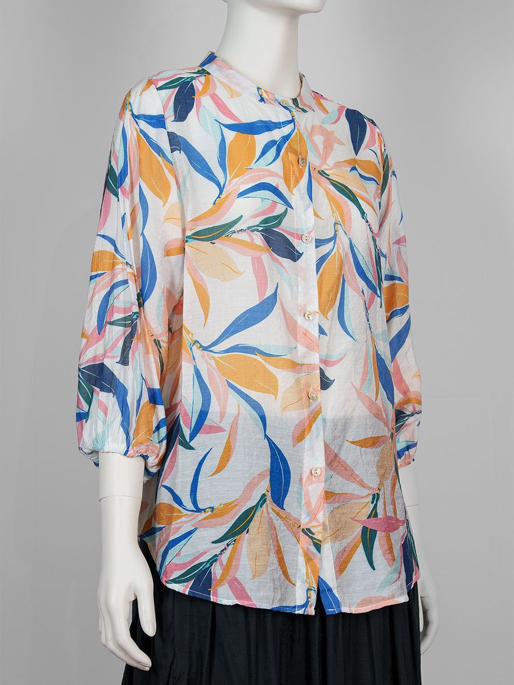 Painterly Print Button Blouse
