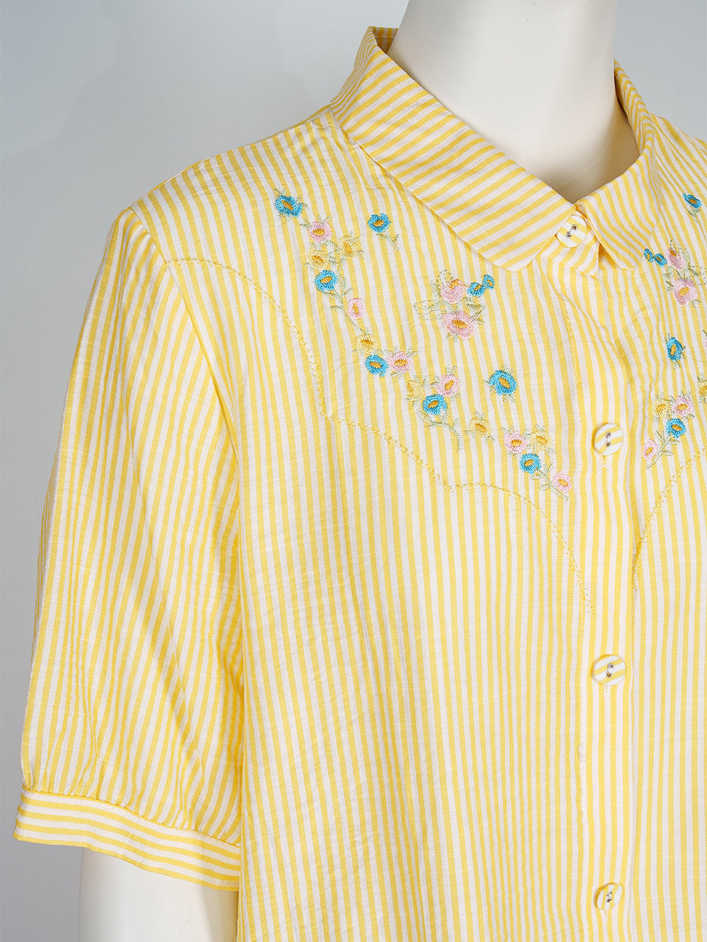 Striped Floral Embroidered Blouse