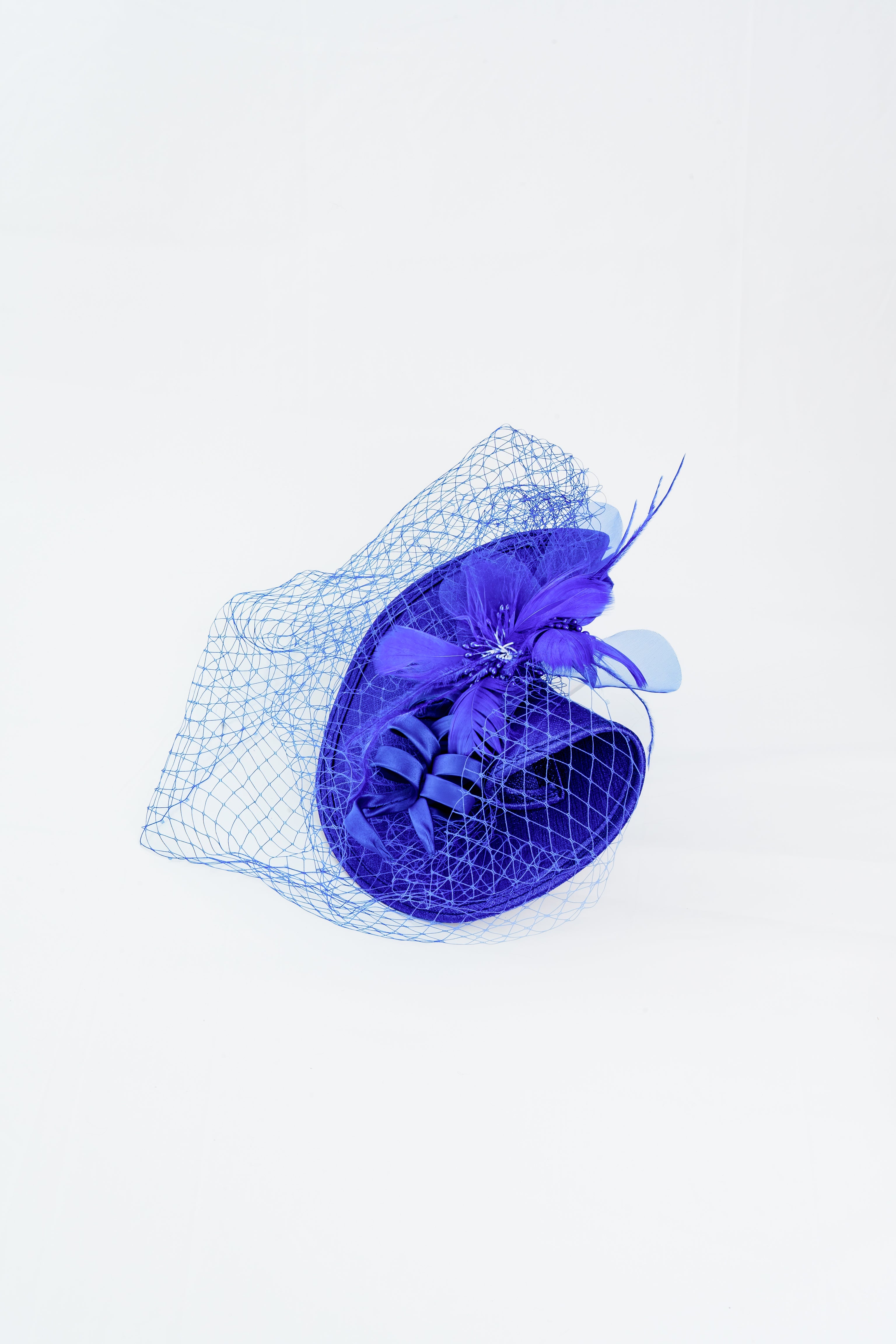 Floral Fascinator with Feather and Veil